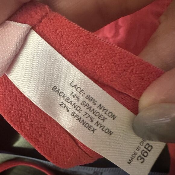 Victorias Secret 36B Unlined Demi Bra Solid Pink Floral Lace Underwire - Picture 4 of 5